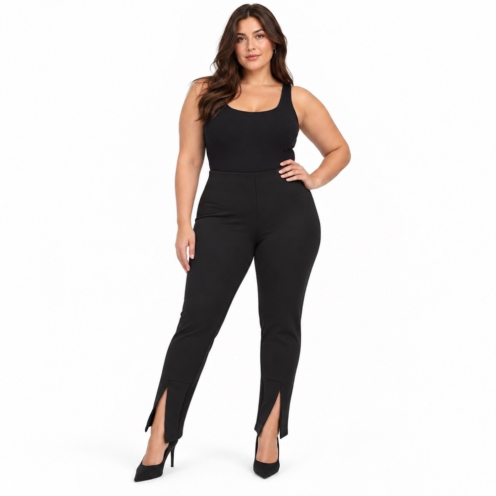 NWT Good American Scuba Boss Pull-On Slim Pants Black 3XL